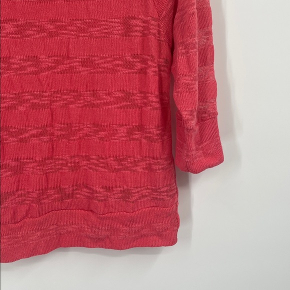 Coral Pink Knit Studded Scoop Neck 3/4 Sleeve Sweater - Picture 4 of 9